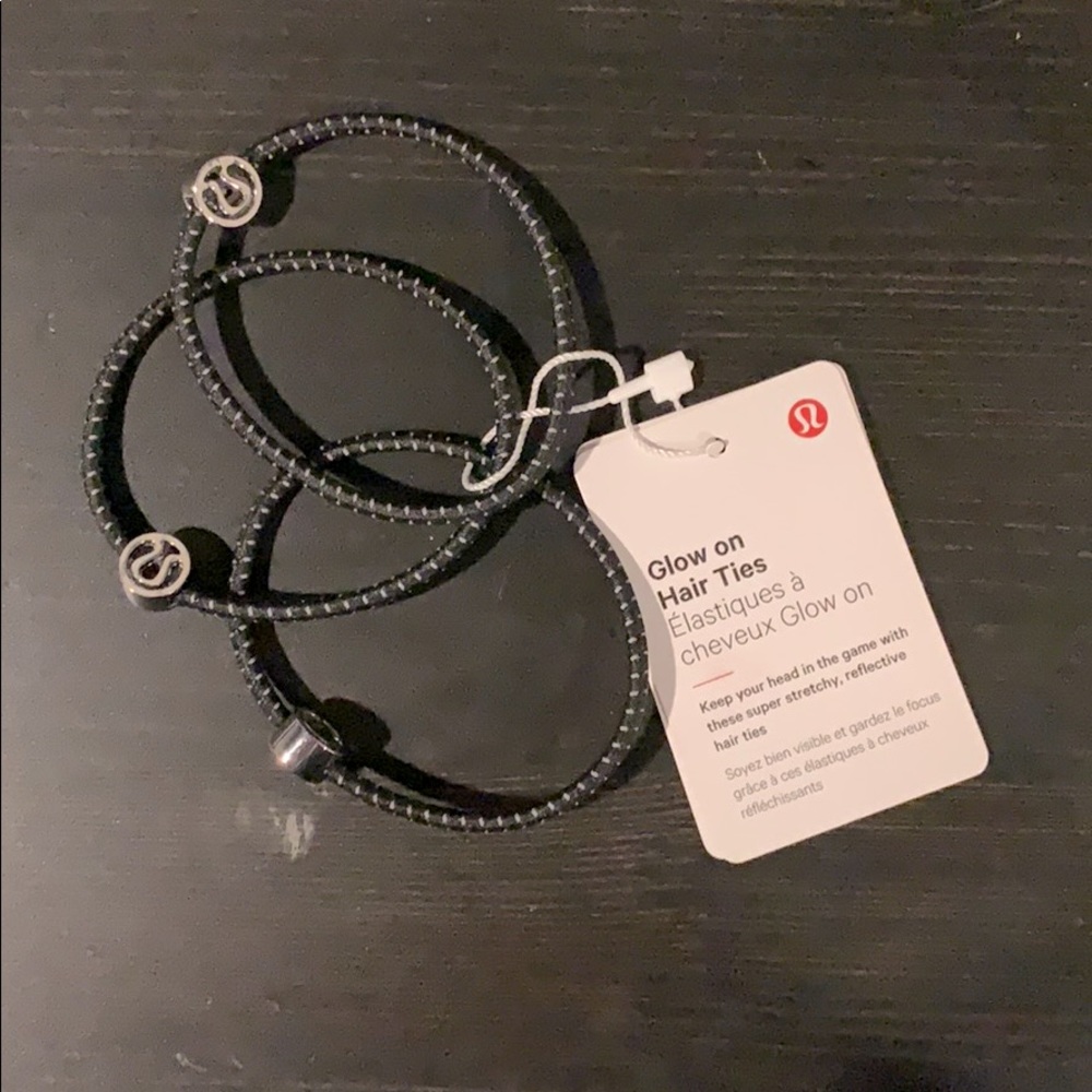 NWT Lululemon Black Glow on Hair Ties